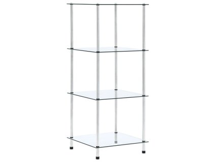 vidaXL Regál so 4 policami, priehľadný 40x40x100 cm, tvrdené sklo