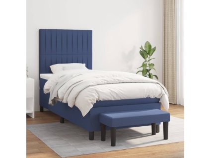 vidaXL Posteľný rám boxspring s matracom modrý 90x200 cm látka