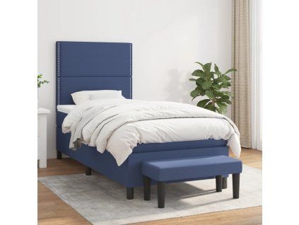 vidaXL Posteľný rám boxspring s matracom modrý 90x200 cm látka