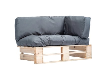 vidaXL Záhradná pohovka z paliet, sivé podložky, borovica