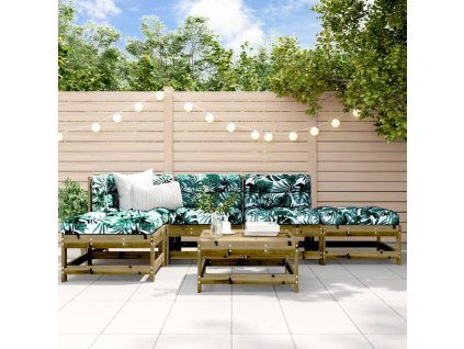 vidaXL 6-dielna záhradná sedacia súprava a vankúše impreg. borovica