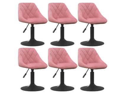 vidaXL Otočné jedálenské stoličky 6 ks ružové zamatové
