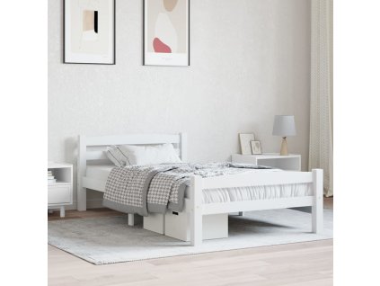 vidaXL Posteľný rám, biely, borovicový masív 100x200 cm