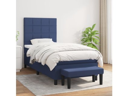 vidaXL Posteľný rám boxsping s matracom modrý 80x200 cm látka