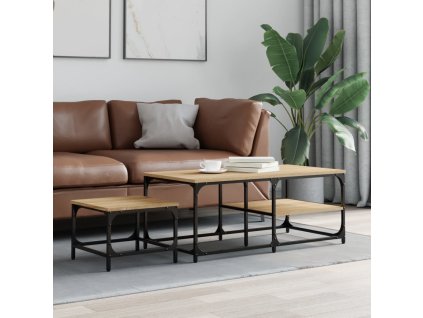 vidaXL Zasúvacie konferenčné stolíky 2 ks dub sonoma kompozitné drevo