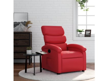 vidaXL Sklápacie kreslo, červené, umelá koža