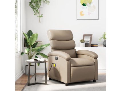 vidaXL Sklápacie masážne kreslo kapučínové umelá koža