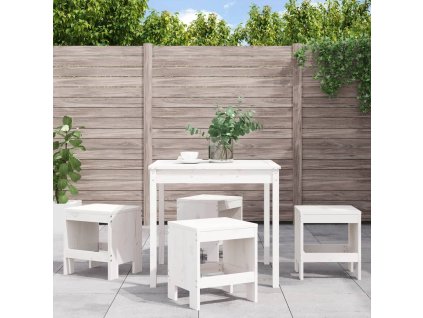 vidaXL 5-dielna záhradná jedálenská súprava biela borovicový masív