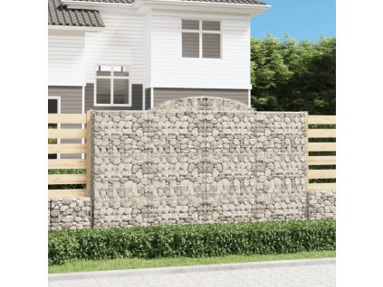 vidaXL Oblúkové gabiónové koše 2ks 300x30x180/200cm pozinkované železo