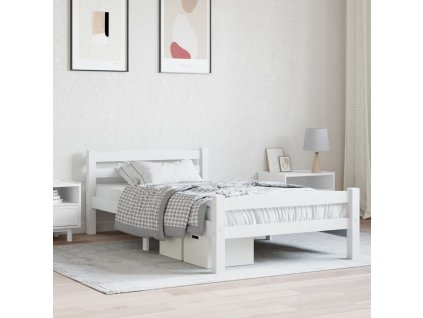 vidaXL Posteľný rám, biely, borovicový masív 90x200 cm