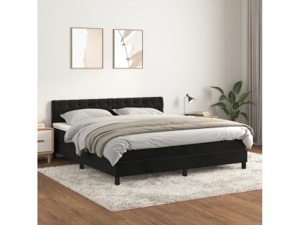 vidaXL Posteľný rám boxspring s matracom čierny 160x200 cm zamat
