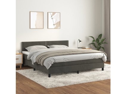 vidaXL Posteľný rám boxspring s matracom tmavosivý 180x200 cm zamat