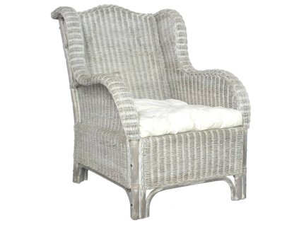 vidaXL Kreslo s podložkou sivé prírodný ratan a ľan