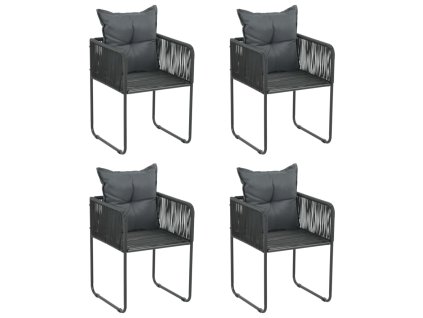 vidaXL Vonkajšie stoličky 4 ks s vankúšmi polyratan čierne