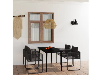 vidaXL 5-dielna záhradná jedálenská súprava čierna