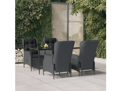 vidaXL 5-dielna záhradná jedálenská súprava tmavosivá polyratan