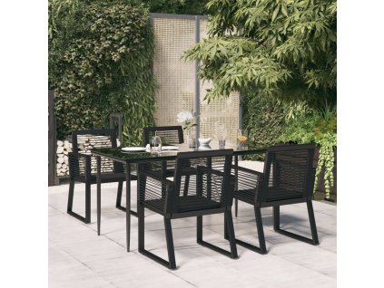 vidaXL 5-dielna záhradná jedálenská súprava čierna PVC ratan