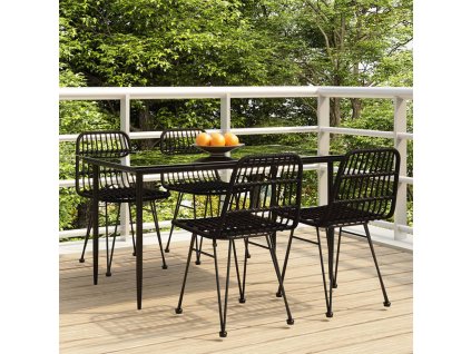 vidaXL 5-dielna záhradná jedálenská súprava čierna polyratan