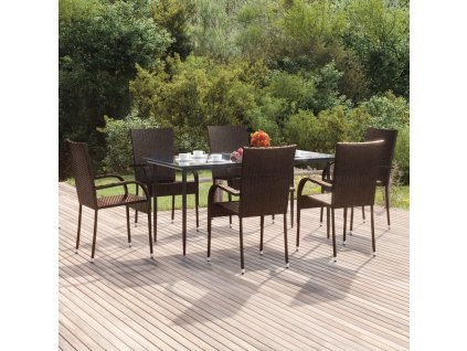 vidaXL 7-dielna záhradná jedálenská súprava hnedá polyratan