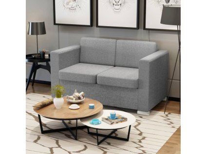 vidaXL 2-miestna pohovka, látka, svetlosivá