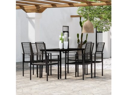 vidaXL 7-dielna záhradná jedálenská súprava čierna