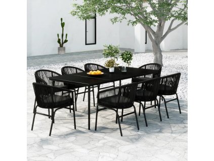 vidaXL 9-dielna záhradná jedálenská súprava čierna