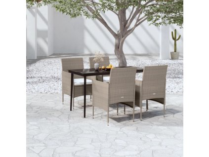 vidaXL 5-dielna záhradná jedálenská súprava s vankúšmi béžová a čierna