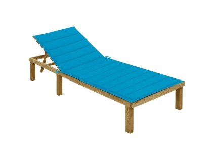 vidaXL Ležadlo s modrým vankúšom impregnovaná borovica