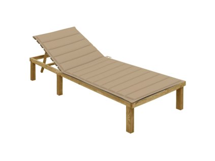 vidaXL Ležadlo s béžovým vankúšom impregnovaná borovica