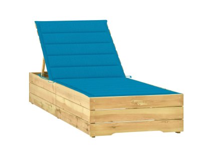 vidaXL Ležadlo s modrým vankúšom impregnované borovicové drevo