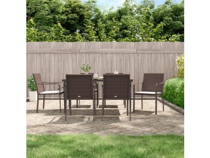 vidaXL 7-dielna záhradná jedálenská sada s vankúšmi polyratan a oceľ