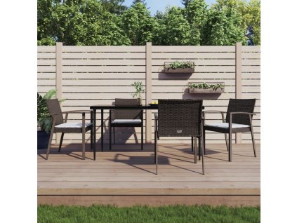 vidaXL 5-dielna záhradná jedálenská sada s vankúšmi polyratan a oceľ