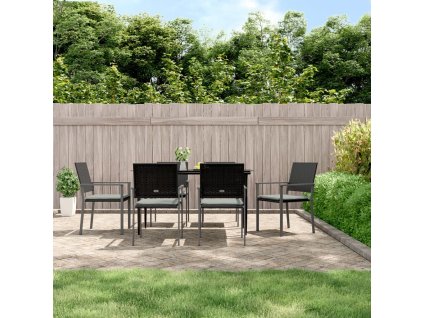 vidaXL 7-dielna záhradná jedálenská sada s vankúšmi polyratan a oceľ