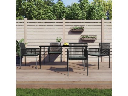 vidaXL 5-dielna záhradná jedálenská súprava a vankúše čierna polyratan