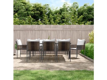 vidaXL 9-dielna záhradná jedálenská sada s vankúšmi polyratan a oceľ