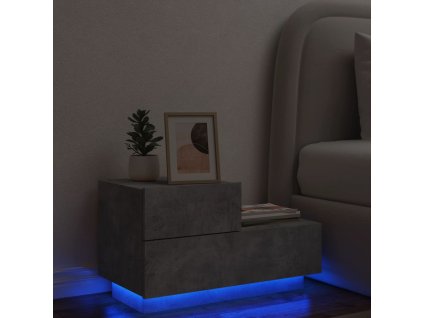 vidaXL Nočný stolík s LED svetlami betónovo sivý 70x36x40,5 cm