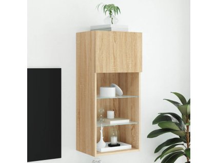 vidaXL TV skrinka s LED svetlami dub sonoma 40,5x30x90 cm