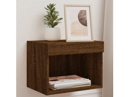 vidaXL Nočné stolíky s LED svetlami nástenné 2 ks hnedý dub