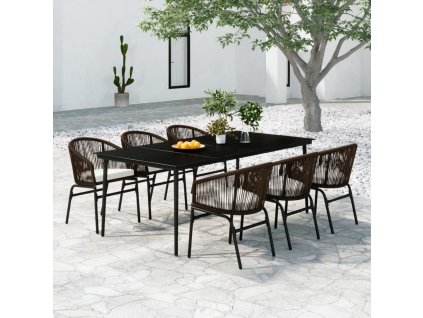 vidaXL 7-dielna záhradná jedálenská súprava hnedá