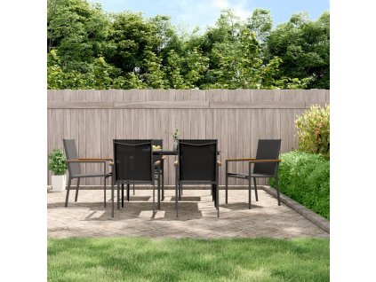 vidaXL 7-dielna záhradná jedálenská súprava čierna textilén a oceľ