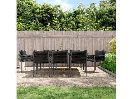 vidaXL 9-dielna záhradná jedálenská sada s vankúšmi polyratan a oceľ