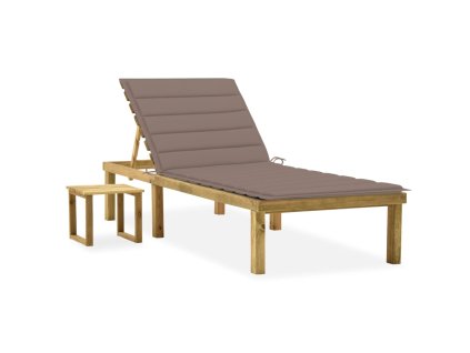 vidaXL Záhradné ležadlo so stolom a vankúšom impregnovaná borovica