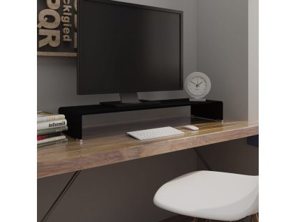 vidaXL TV stojan/stojan pod monitor zo skla, čierny, 100x30x13 cm