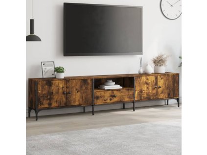 vidaXL TV skrinka so zásuvkou dymový dub 200x25x44 cm kompozitné drevo