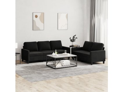 vidaXL 2-dielna sedacia súprava s vankúšmi čierna zamat