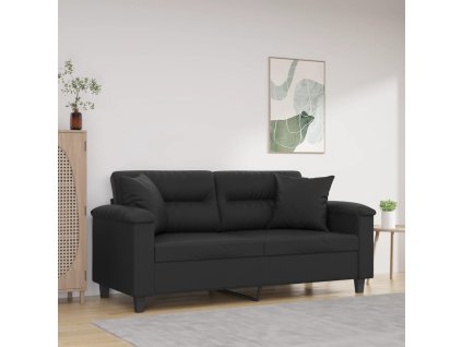 vidaXL 2-miestna pohovka s vankúšmi čierna 140 cm umelá koža