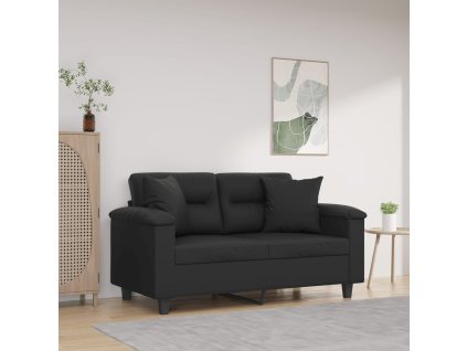 vidaXL 2-miestna pohovka s vankúšmi čierna 120 cm umelá koža