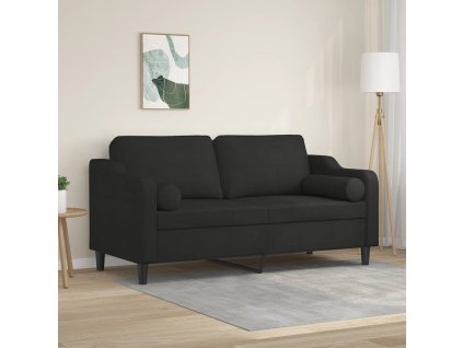 vidaXL 2-miestna pohovka s vankúšmi čierna 140 cm látka
