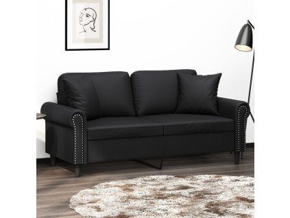 vidaXL 2-miestna pohovka s vankúšmi čierna 140 cm umelá koža