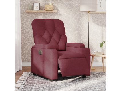 vidaXL Elektrické sklápacie kreslo vínovo-červené látkové